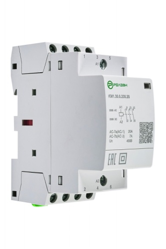 KM1.31.0.230.20 Модульный контактор 3НО+1НЗ контакт 20А (~/= 230В AC/DC) | код KM131023020 | РЕЛЕОН