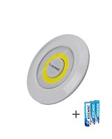 Фонарь-подсветка 3Вт COB LED 3xAAA (R03) корпус ABS-пластик самокл. поверхность в комплекте двустор. скотч | код KOC308B | КОСМОС