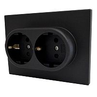 Розетка двухпостовая Ugra с/з с з/ш, механизм, 16А, 250В, графит | код С11Р6-010 | GUSI ELECTRIC