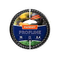 Леска Profline D2.4мм L15м (скрученный квадрат) 240-15-5 на пластиковой обойме черн. | код. 805402206 | PATRIOT