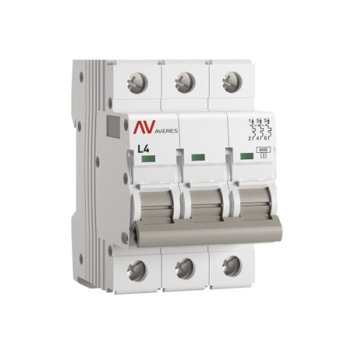Выключатель автоматический AV-6 3P 4A (L) 6kA EKF AVERES | код mcb6-3-04L-av | EKF
