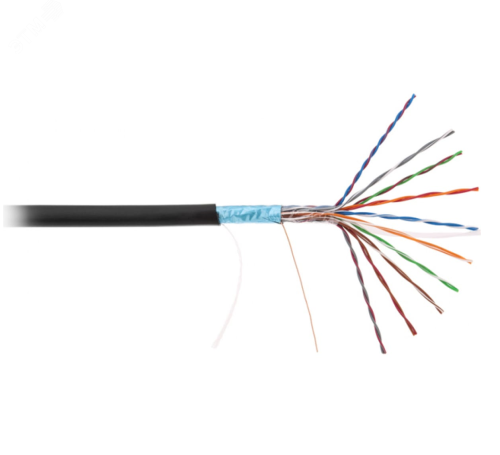 Кабель F/UTP 10 пар Кат.5 одножильный медный внешний PE черный 305м | код EC-UF010-5-PE-BK-3 | NETLAN