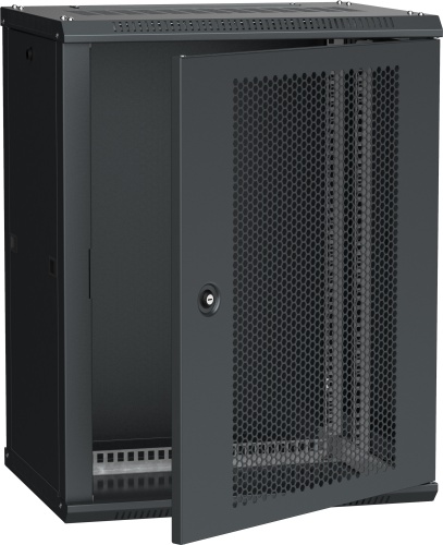 ITK Шкаф настенный LINEA W 12U 600х450мм дверь перфорированная RAL 9005 | код LWR5-12U64-PF | IEK