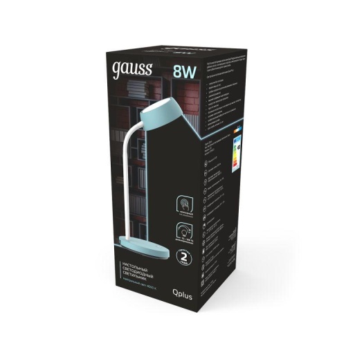 Светильник светодиодный Qplus GTL602 8Вт 4000К 600лм 170-265В настольный диммир. бирюз. | код GT6023 | Gauss фото 5 Светильник светодиодный Qplus GTL602 8Вт 4000К 600лм 170-265В настольный диммир. бирюз. | код GT6023 | Gauss фото 5