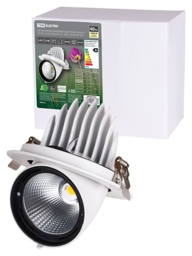 Светильник встраиваемый поворотный Акцент-1 LED DSL-01-040-WW 40 Вт, 24°, 3000 К, 90 Ra, IP40, TDM | код SQ0369-0402 | TDM