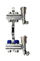 Коллекторная группа FHF-2R set 2 контура 1' х 3/4' c воздухоотводчиками и кронштейнами | код 088U0702R | Ридан