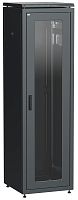 ITK Шкаф сетевой напольный 19" LINEA N 38U 600х800мм стеклянная передняя дверь, задняя металлическая черный | код LN05-38U68-GM | IEK