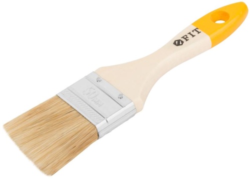 Кисть флейцевая "Стандарт-Плюс" натур. светлая щетина деревянная ручка 2дюйм (50мм) FIT 01045 фото 2