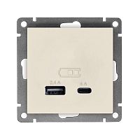 Розетка USB Афина A+С 2.4/4А, механизм с/у, слоновая кость (ivory) (еврослот) | код А0059-I | Universal