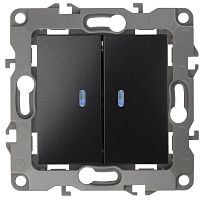 Механизм выключателя 2-кл. СП 12 10А IP20 12-1105-05 250В 10AX с подсветкой антрацит | код Б0014661 | Эра