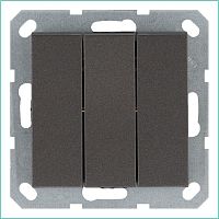 Выключатель трехклавишный 10A 250V~ с накладкой, цвет Мокко | код G3031Z | Jasmart