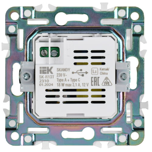SKANDY Роз. USB A+C 18Вт SK-R13T титан IEK | код SK-U22-018-K48 | IEK фото 4