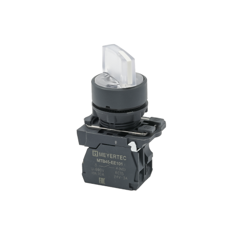Переключатель 3 положения с фиксацией и подсветкой, белый, 1NO, 24V AC/DC, IP65, пластик MTB5-AK31711 | код 137293 | MEYERTEC