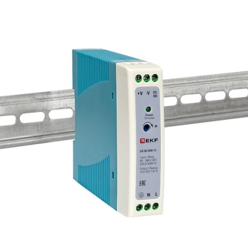 Блок питания на дин рейку 20Вт,Uвх ~ 220 В AC m, Uвых - 12 В DC постоянного тока | код DR-M-20W-12 | EKF фото 3