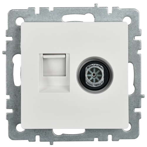 BRITE Розетка двойная TV+RJ45 кат.5E РТВ/РК12-БрКр белый | код BR-AK20-1-K01 | IEK фото 2