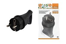 Вилка с ушком каучук 2Р+РЕ 16А 250В IP44 серии Народная | код SQ0612-0032 | TDM НАРОДНЫЙ