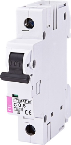 Автоматический выключатель ETIMAT 10 1p C 0,5А (10 kA) | код 002131701 | ETI