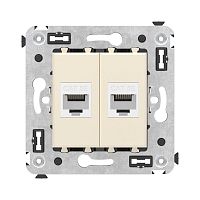 Компьютерная розетка RJ-45 без шторки в стену, кат.5е двойная, Avanti, Ванильная дымка | код 4405664 | DKC