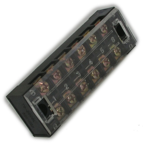 Клеммная колодка винтовая с крышкой RUICHI TB-3506, 12 контактов, М4, 35 А, 600 В, 8 AWG, 10 мм2, корпус пластик модифицированный | код 65282 | Ruichi