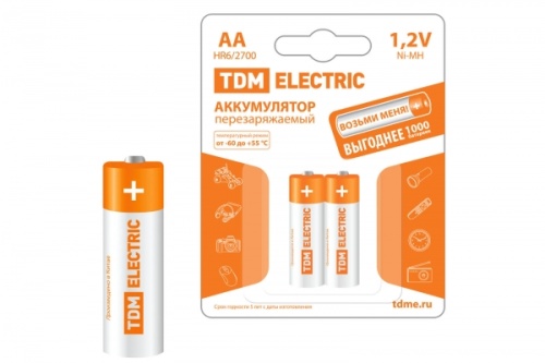 Аккумулятор AA-2700 mAh Ni-MH BP-2 TDM | код SQ1702-0072 | TDM
