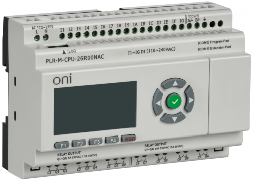 Микро ПЛК PLR-M. CPU DI16/DO10 230В AC ONI | код PLR-M-CPU-26R00NAC | ONI