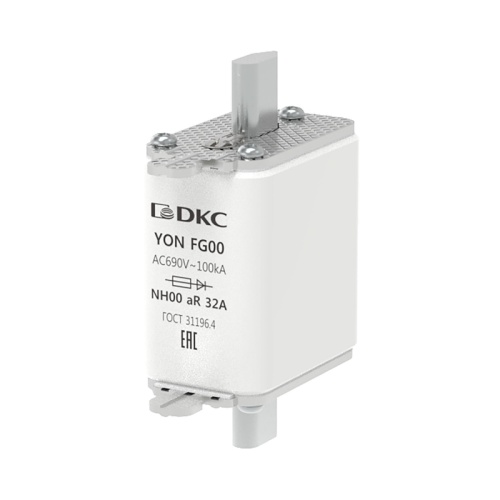 Предохранитель YON ножевого типа FG00 32А 690V характеристика aR | код 1FG00-0032-690V-AR | DKC