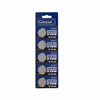 Батарейка GBAT-CR2032 кнопочная литиевая 5pcs/card (5/100/5000) | код 800568| GENERAL