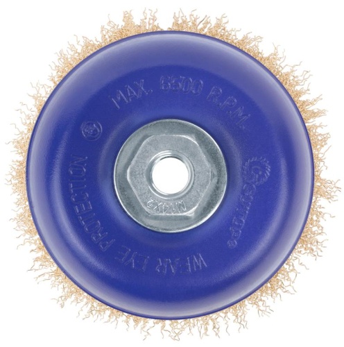 Щетка для УШМ, М14, Чашка, латунированная витая проволока 0,3 мм, 125 мм, блистер, Profi | код 82-896 | FIT фото 6