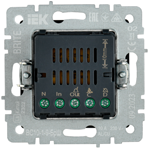 BRITE Кнопка звонка с инд. отел. 10А ВС10-1-9-БрШ шамп. IEK | код BR-V14-2-10-K37 | IEK фото 7