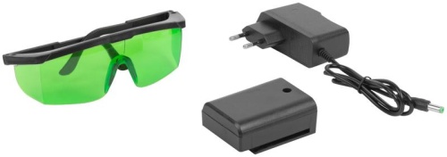 Уровень лазерный самоуспокаивающийся, зеленые лучи, горизонталь + 4 вертикали, диапазон 20 м, Li-Ion аккум., 2 уровня яркости, без треноги, коробка | код 18635 | FIT фото 5