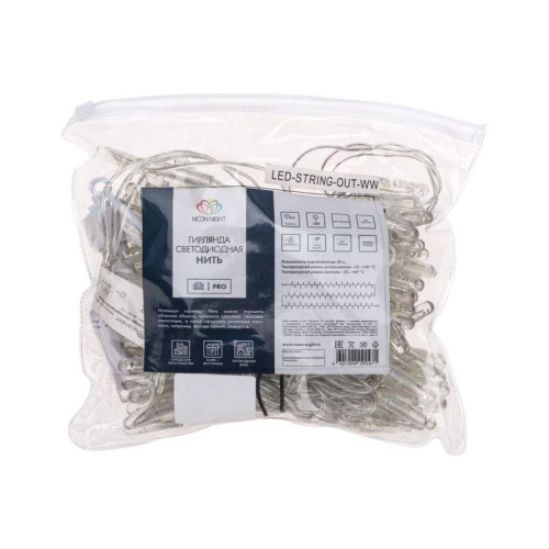 Гирлянда светодиодная "Нить" 10м 100LED красн. 10Вт 230В IP65 постоян. свечение провод ПВХ прозр. (нужен шнур питания 303-500-1) Neon-Night 305-182 фото 4