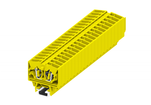 254365 Клемма TB 1-1 проходная на малую DIN-рейку SP15, фронт.подключение, сеч. 2.5мм2, жёлт., шт | код 254365 | SUPU