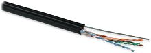 Кабель витая пара U/UTP кат.5e 4 пары (24 AWG) одножильный (solid) с усил. металл.тросом внешний PE черный, Hyperline UUTP4-C5E-S24-2SW-OUT-PE-BK-500 (500 м) | код 236319 | Hyperline