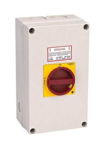 ГЛАВНЫЙ/АВАРИЙНЫЙ ВЫКЛЮЧАТЕЛЬ-РАЗЪЕДИНИТЕЛЬ 4P 80A ЗАКРЫТОГО ИСПОЛНЕНИЯ IP65 С ЗАМКОМ | код MSD80411R | Systeme Electric