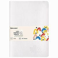 Тетрадь 60 л. в линию обложка кожзам SoftTouch, сшивка, B5 (179х250мм), БЕЛЫЙ, BRAUBERG RAINBOW, 403887 | код 403887 | BRAUBERG