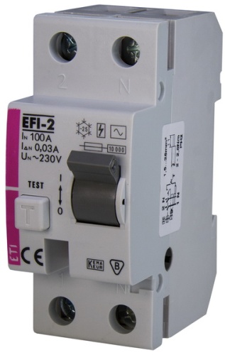 Реле дифференциальное (УЗО) EFI-2 100/0,03 тип AC (10kA) | код 002062531 | ETI