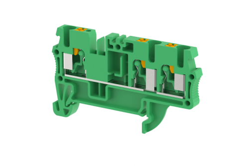 Клемма проходная PUSH-IN 2,5 мм2, на 3 подключения, зеленая PQ2.5-1X2-GREEN | код 3102050003 | Elmex