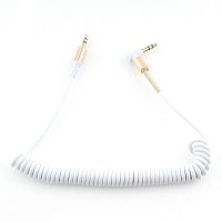 Кабель аудио 90? спиральный Cablexpert CCAB-02-35MMLC-1.8MW. 3.5 джек (M)/3.5 джек (M), белый, 1.8м, блистер | код CCAB-02-35MMLC-1.8MW | Cablexpert