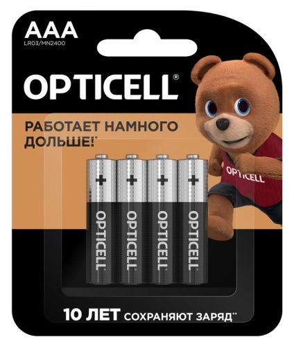Элемент питания алкалиновый AAA/LR03 (блист. 4шт) Basic | код 5051002 | Opticell