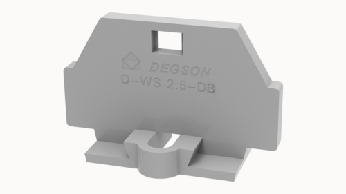 D-WS2.5-DB-01P-11-00Z(H) Заглушка торцевая (с проуш. крепл.), для клеммных блоков WS2.5-DB/WS2.5T-DB, серый | код 11060000100 | DEGSON