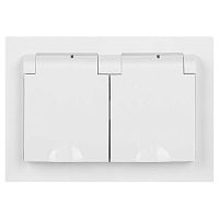 Розетка 2-м СП Accent 6-210-01 16А IP44 250В 2P+E Schuko с крышками защ. шторки AL/CU бел. Intro Б0063577