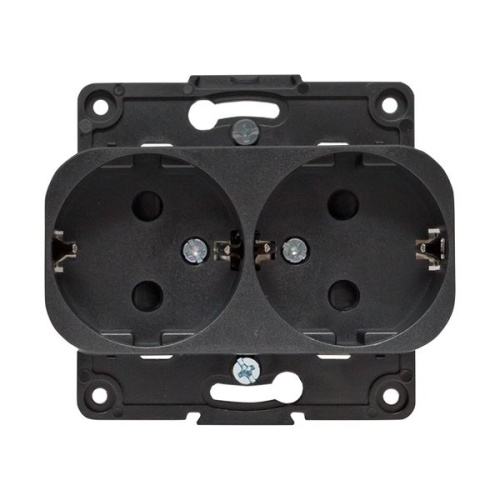 Стокгольм Механизм Розетки 2-местной с/з 16А черный с защ, штор, PROxima | код EYR16-128-20 | EKF фото 4