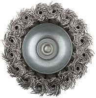 Кордщетка, тип ''чашка'', со штифтом, стальная витая проволока 75 мм | код 38498М | FIT