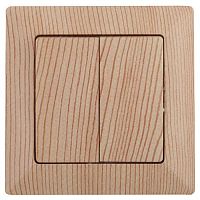 Выключатель Intro Solo 4-104-11 двухклавишный 10А-250В, IP20, СУ, сосна | код Б0053592 | ЭРА