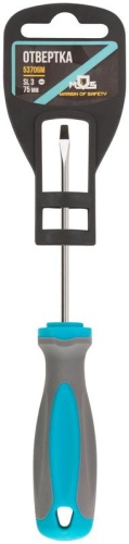 Отвертка, CrV сталь, прорезиненная ручка SL3X75 мм | код 53706М | FIT фото 3
