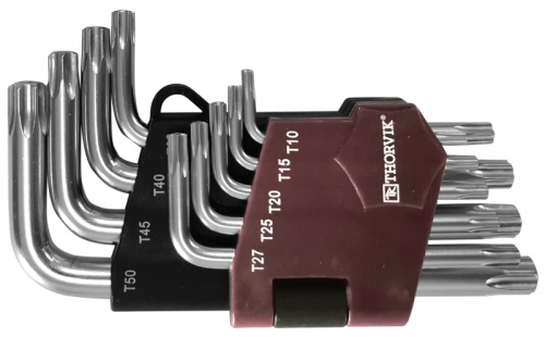 TTKS9S Набор ключей торцевых T-TORX® коротких с центрированным штифтом, Т10H-T50H, 9 предметов | код TTKS9S | Thorvik
