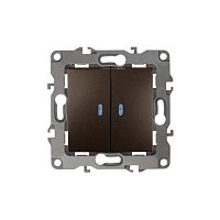 Выключатель двойной с подсветкой, 10АХ-250В, Эра12, бронза,12-1105-13 | код Б0019292 | ЭРА