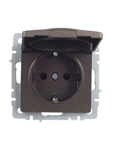 BRITE Розетка 1-местная с заземлением с защитными шторками и крышкой 16А IP44 РСбш10-3-44-БрТБ темная бронза | код BR-R16-16-44-K45 | IEK фото 8