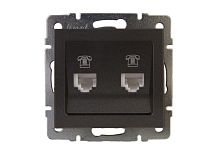 Розетка RAIN телефонная двойная евро черный графит матовый механизм | код 703-4188-138 | LEZARD