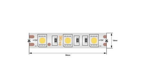 Лента светодиодная стандарт 5050 60LED/м 14.4Вт/м тепл. бел. 12В IP68 со скотчем 3М (уп.5м) SWG Standard 00-00009269
